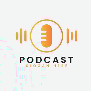 Modern gradient podcast logo design template vector