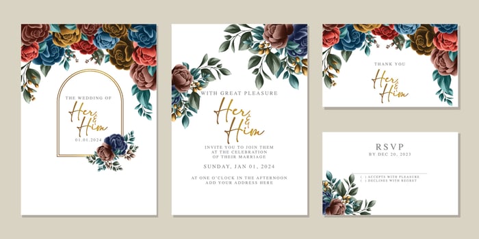 Luxury beautiful flowers wedding invitation card background template vector
