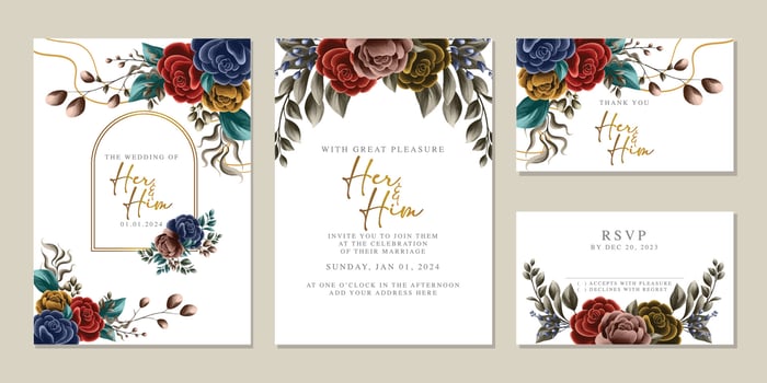 Luxury beautiful flowers wedding invitation card background template vector