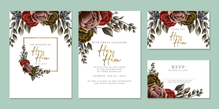 Luxury beautiful flowers wedding invitation card background template vector