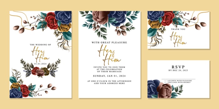 Luxury beautiful flowers wedding invitation card background template vector