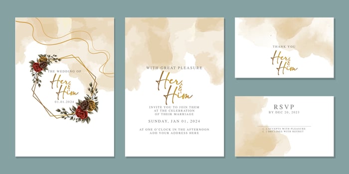 Luxury beautiful flowers wedding invitation card background template vector