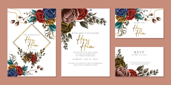 Luxury beautiful flowers wedding invitation card background template vector