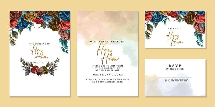 Luxury beautiful flowers wedding invitation card background template vector