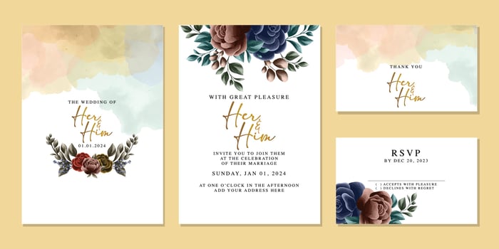 Luxury beautiful flowers wedding invitation card background template vector