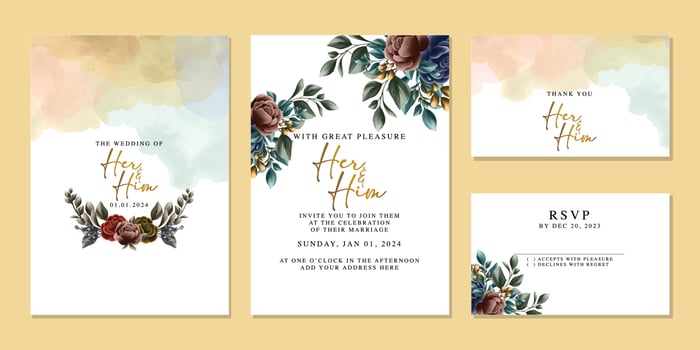 Luxury beautiful flowers wedding invitation card background template vector