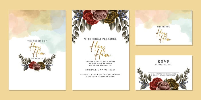 Luxury beautiful flowers wedding invitation card background template vector