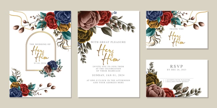 Luxury beautiful flowers wedding invitation card background template vector