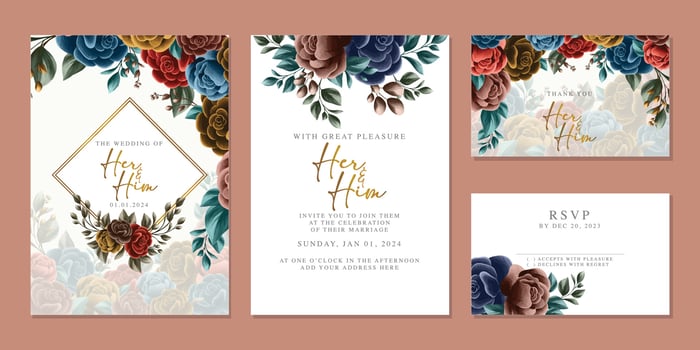 Luxury beautiful flowers wedding invitation card background template vector