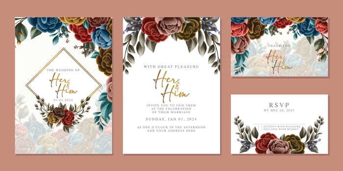 Luxury beautiful flowers wedding invitation card background template vector