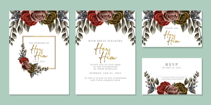 Luxury beautiful flowers wedding invitation card background template vector