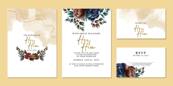 Luxury beautiful flowers wedding invitation card background template vector