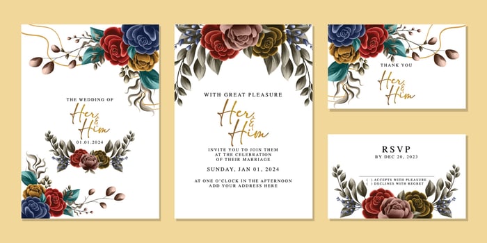 Luxury beautiful flowers wedding invitation card background template vector