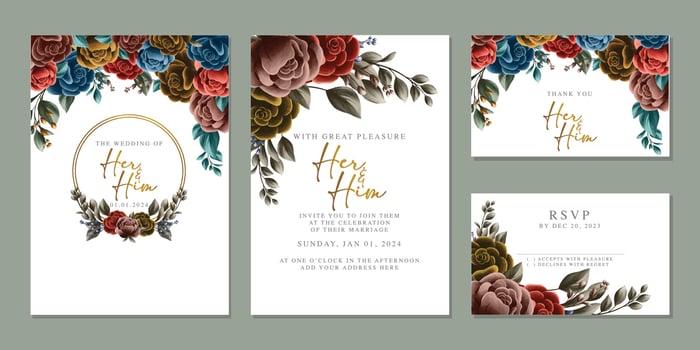 Luxury beautiful flowers wedding invitation card background template vector