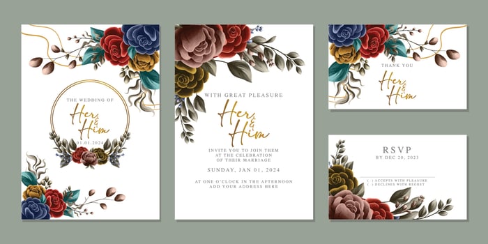 Luxury beautiful flowers wedding invitation card background template vector