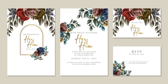 Luxury beautiful flowers wedding invitation card background template vector