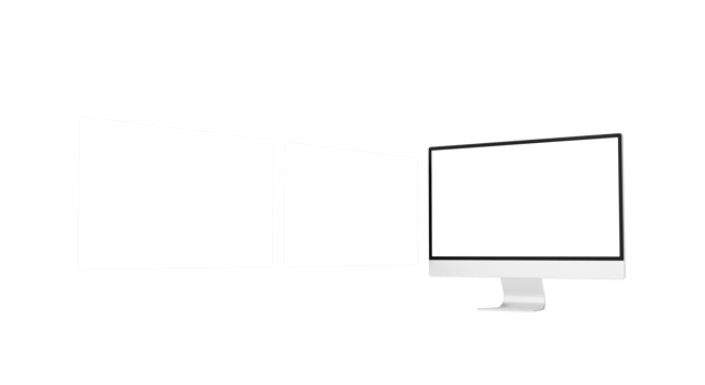 Transparent desktop monitor screen with webpage presentation png
