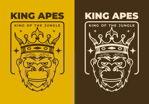 Vintage art illustration of a apes head wearing crown vector