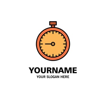 Stopwatch Clock Fast Quick Time Timer Watch Business Logo Template Flat Color vector