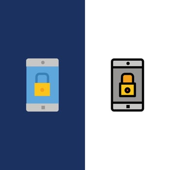 Application Lock Lock Application Mobile Mobile Application  Icons Flat and Line Filled Icon Set Vec vector