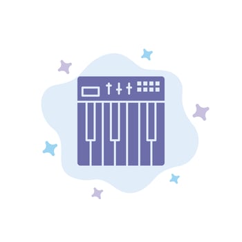 Controller Hardware Keyboard Midi Music Blue Icon on Abstract Cloud Background vector