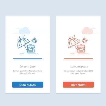 Summer Backpack Sun Season  Blue and Red Download and Buy Now web Widget Card Template vector