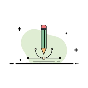 illustration design pen graphic draw Flat Color Icon Vector