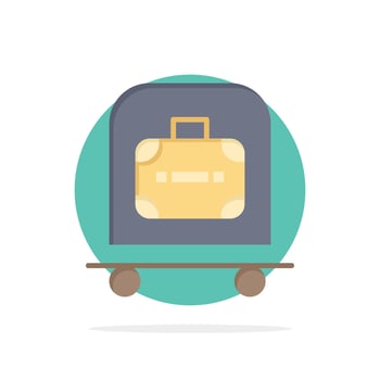 Hotel Luggage Trolley Bag Abstract Circle Background Flat color Icon vector