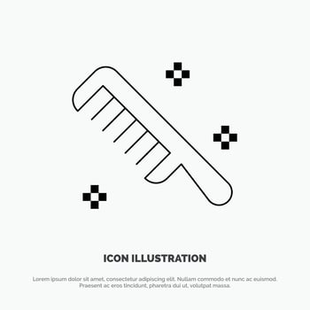 Brush Comb Cosmetic Clean Line Icon Vector