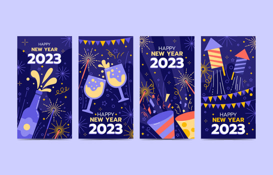 Happy New Year Social Media Template vector