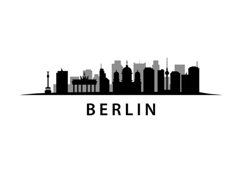 Berlin Skyline, Landscape of Capital of Germany, German City Scape, Urban Industrial Vector Graphic