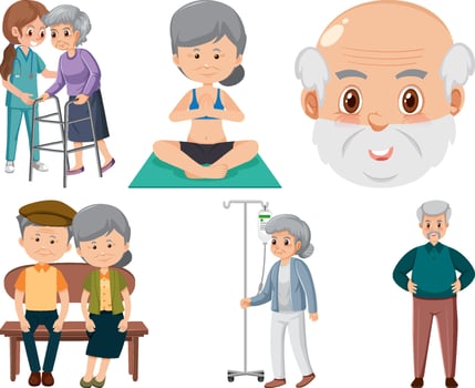 Collection of elderly people icons vector