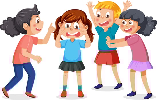 Little girl teased by her friends vector