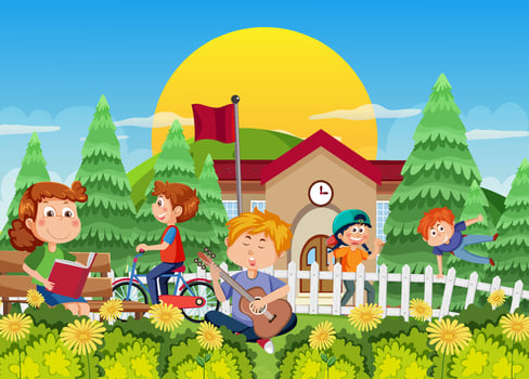 Happy children at school vector