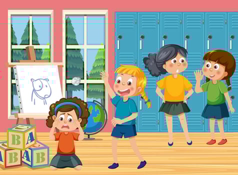 Kids bullying their friend at school vector