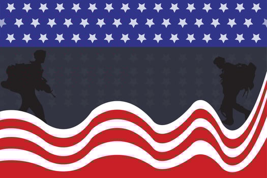 Veterans day copy space.Honoring all who served. Letter V logo with USA flag and soldiers as a symbol of veterans.flag USA design for memorial day background.11th November Happy Veterans Day. vector