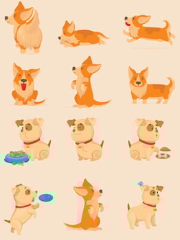 cute dog cartoon character vector