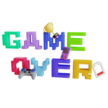 3d render game over text png