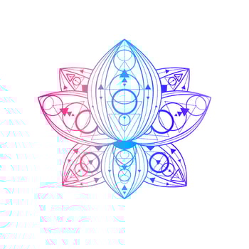Lotus flower with geometric pattern vector linear illustration