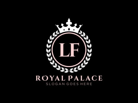 Letter LF Antique royal luxury victorian logo with ornamental frame. vector