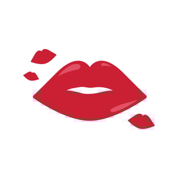 Red woman lips isolated on white background. Lipstick kisses. Love, romantic, valentine's day vector flat illustration
