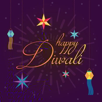Happy Diwali with lanterns and sparkle premium vector illustration