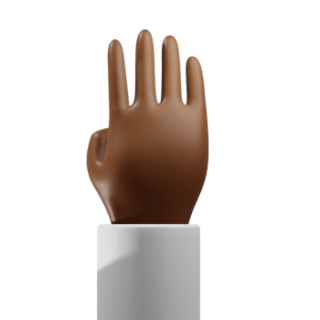 4 Fingers  Up with Thumb Down 3D African Hand Back View png