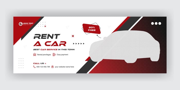 Car Rental Social Media Cover Banner Template vector