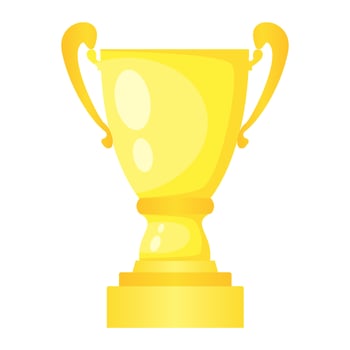 Vector golden trophy champion cup. Championship prize for first place. Victory symbol isolated on white background.