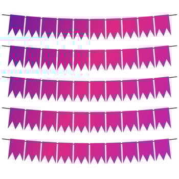 Colorful flags and bunting garlands for decoration. Decor elements with various patterns. Vector illustration