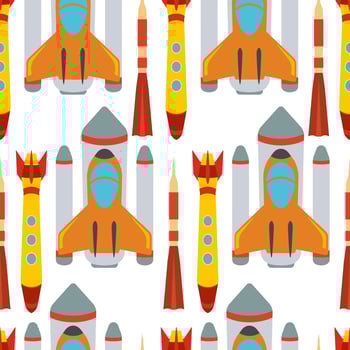 Seamless pattern with space rocket. Vector illustration.