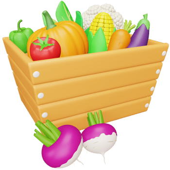 Vegetable basket 3d rendering isometric icon. png