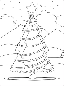 Christmas Coloring Book Pages For Kids vector