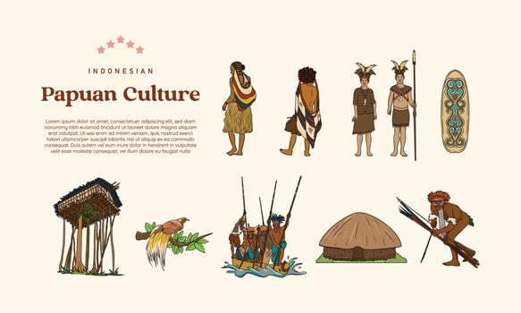 Isolated Papua culture hand drawn illustration vector